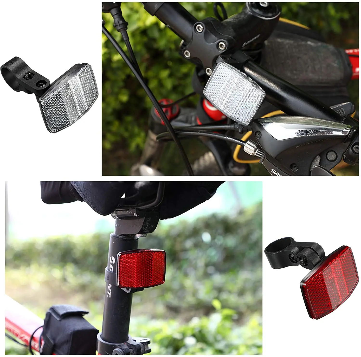 Bike Front&Rear Reflectors Kit for Handlebar and Seatpost RED+White MFC PRO Quality Kids Small 