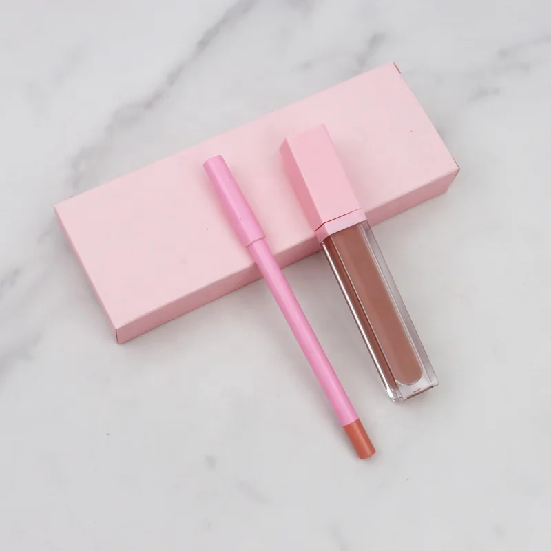100% помада-карандаш для губ без жестокости с логотипом на заказ, водостойкая матовая коричневая фирменная марка, набор блеска для губ