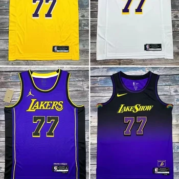 Wholesale Directly Delivery Basketball Laker Luka Doncic Custom Design Print Size Color Cotton Shirt Sleeve Men's Jersey
