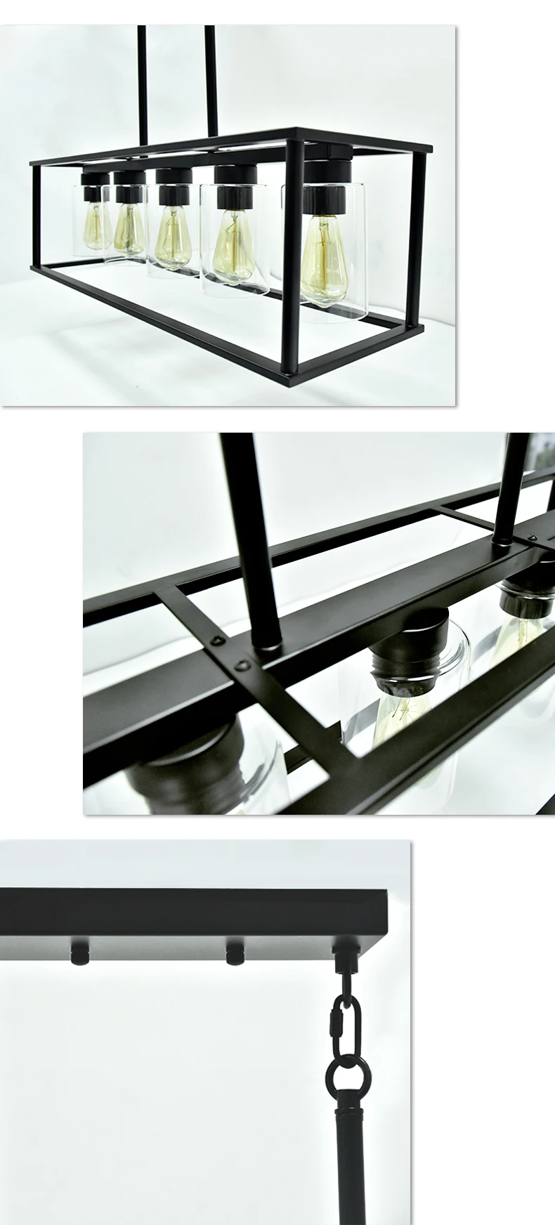 Indoor Modern Luxury Kitchen Island Pendant Light,Black Adjustable