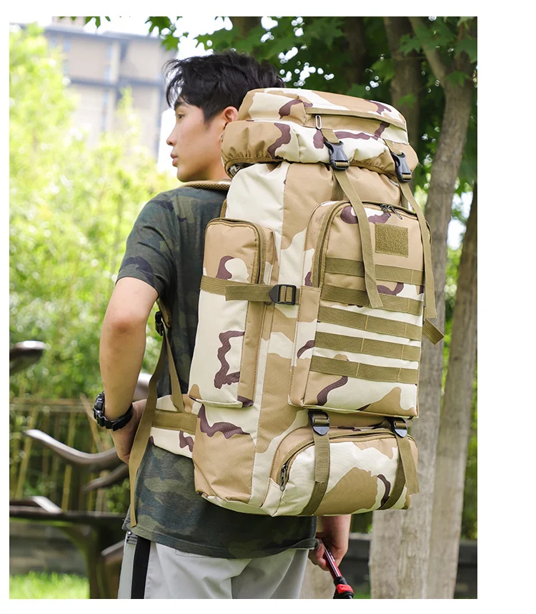 70L 80L Camping Hiking Tactical Backpack Molle Rucksack Waterproof Traveling Daypack for Trekking Hunting details