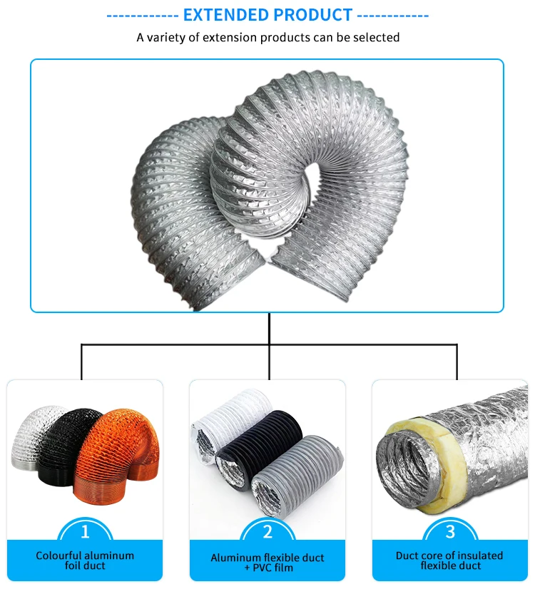Aluminum Foil Flexible Duct Cooling System Air Duct Soft Air Hose For Air Conditioning System