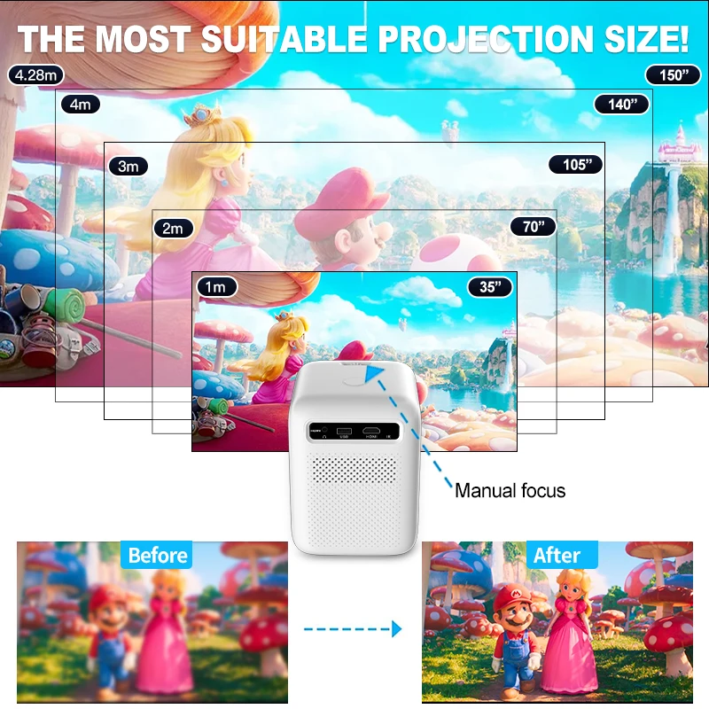 Rigal B1 Smart Data Show Portable Projector Android Mini bluetooth Tv Led Mobile Phone Portable  Projector for Phone