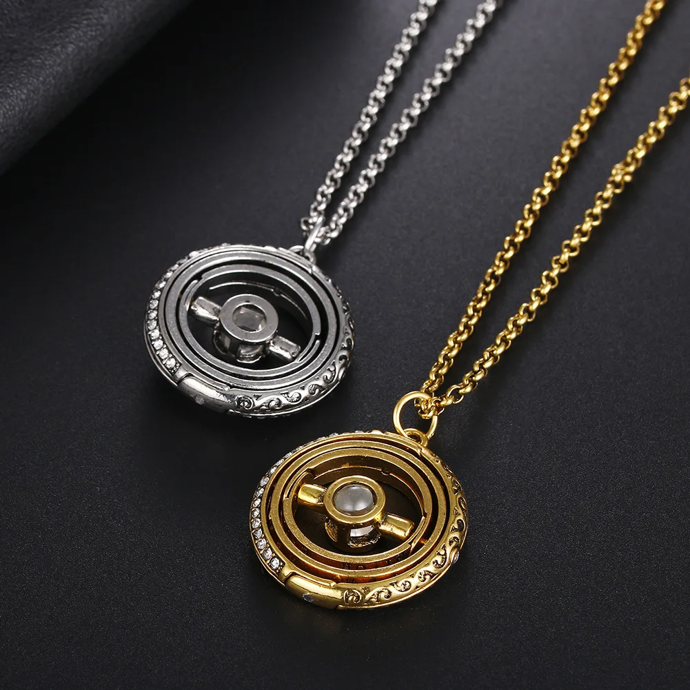 Openable Astronomical Ball Projection Rotating Necklace 100 Language I Love You Pendant Necklace for Women Men Chocker