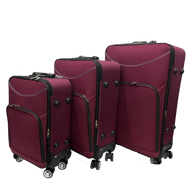 Women's Polyester Luggage Suitcase Black Cloth Fabric with EVA External Trolley 4 Spinner Wheels Modern Simple Cartoon Style