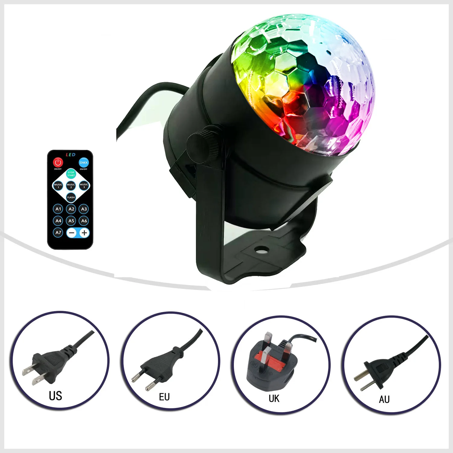 RGB LED Stage Lights Sound Activated Remote Control Disco Magic Ball Light for Home Christmas Party Night Light