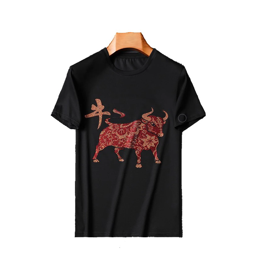 Fashionable free sample Taurus tshirt heat transfer stickers hot fix rhinestone iron on transfer