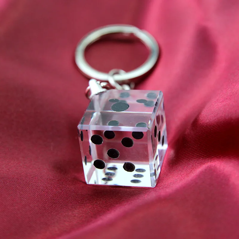 Transparent dice key ring