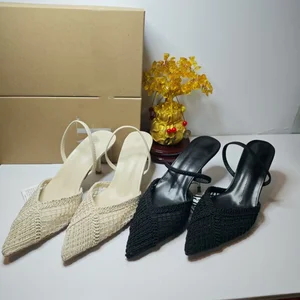 QuiteS 2026 New Style Summer High Heel Mesh Closed Toe Sandals Slip on Casual Luxury Party Evening Shoes for Women