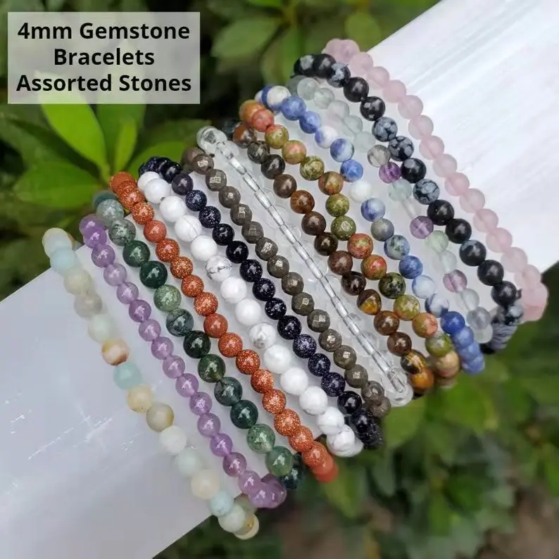 12 PCS 6mm Gemstone Beaded Bracelets Set - Natural Crystal Stretch Bracelets For Women & Men, Yoga Jewelry