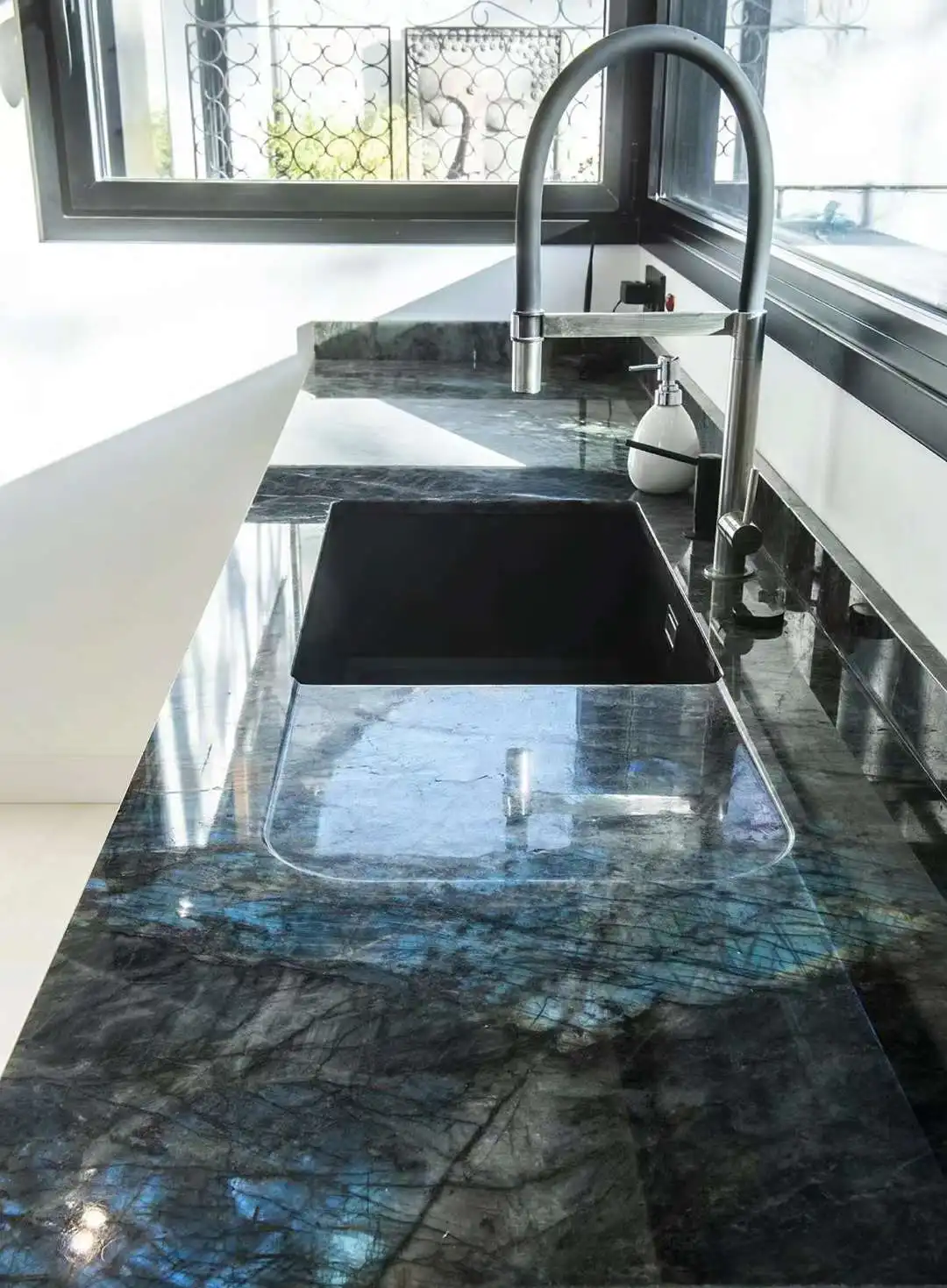 ydstone modern design polished lemurian labradorite blue granite slab natural stone wall for villas-7