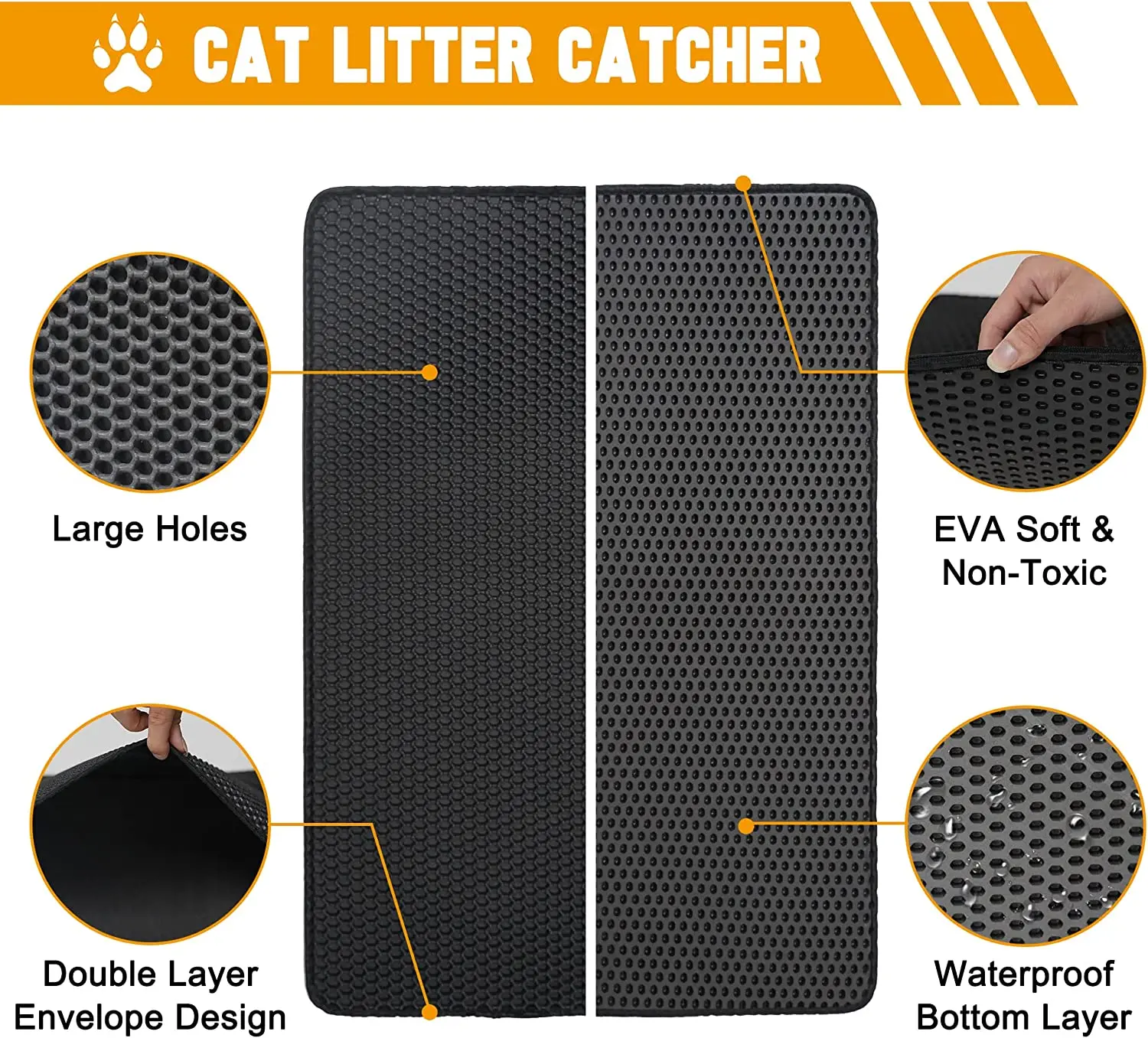Waterproof Eva Cat Trapper Mess Free Litter Mat Double Layer Sand Floor