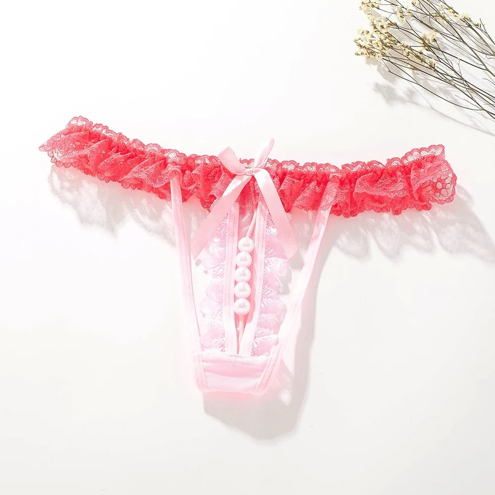 Lencería de encaje para mujer, Tanga de perlas, ropa interior| Alibaba.com