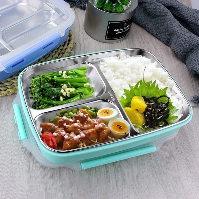 Auslaufsichere Bento-box Mit 3 Fächern,Edelstahl-lunchbox