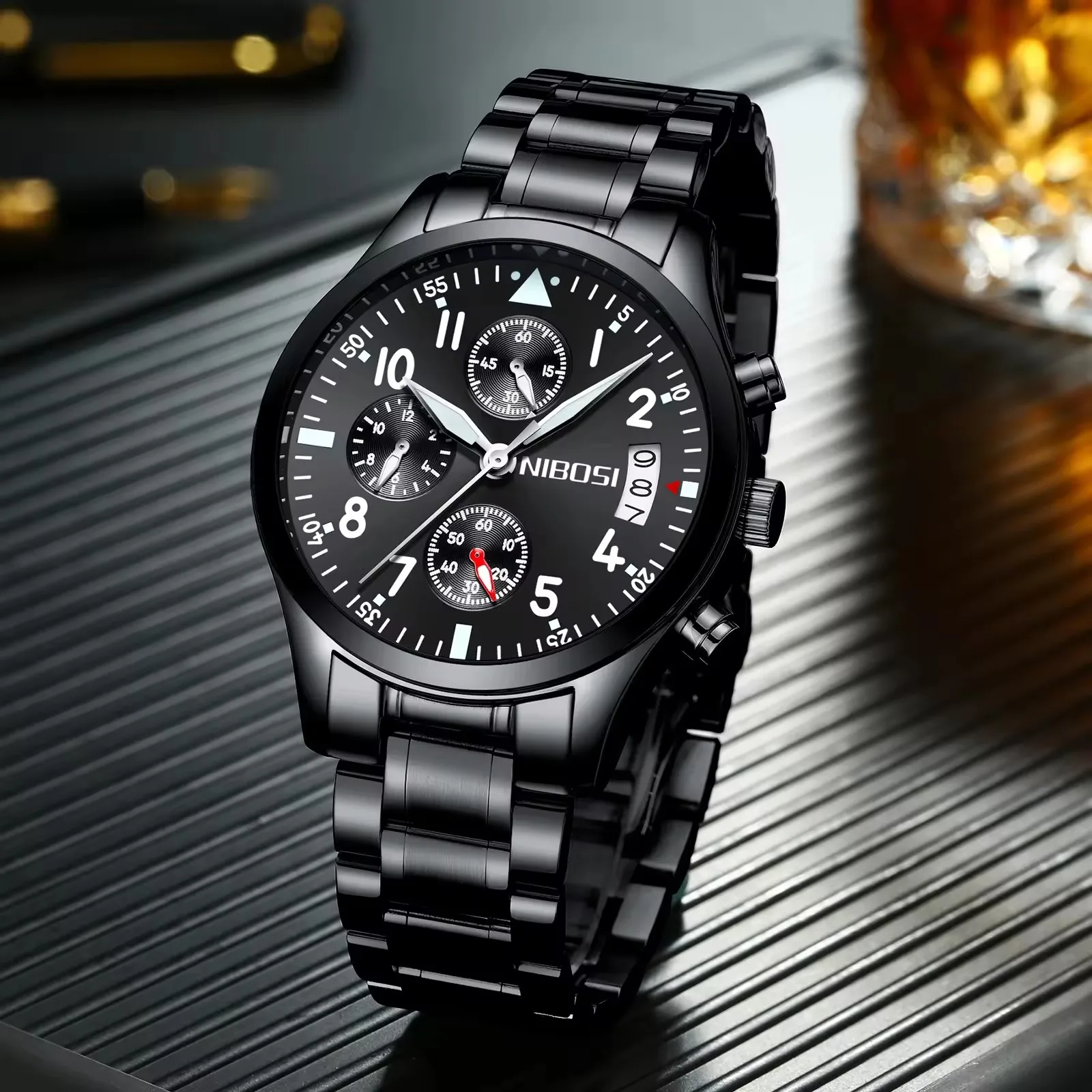 NIBOSI 2381 orologio da uomo di lusso di marca superiore orologio da uomo al quarzo sportivo e per il tempo libero orologio impermeabile