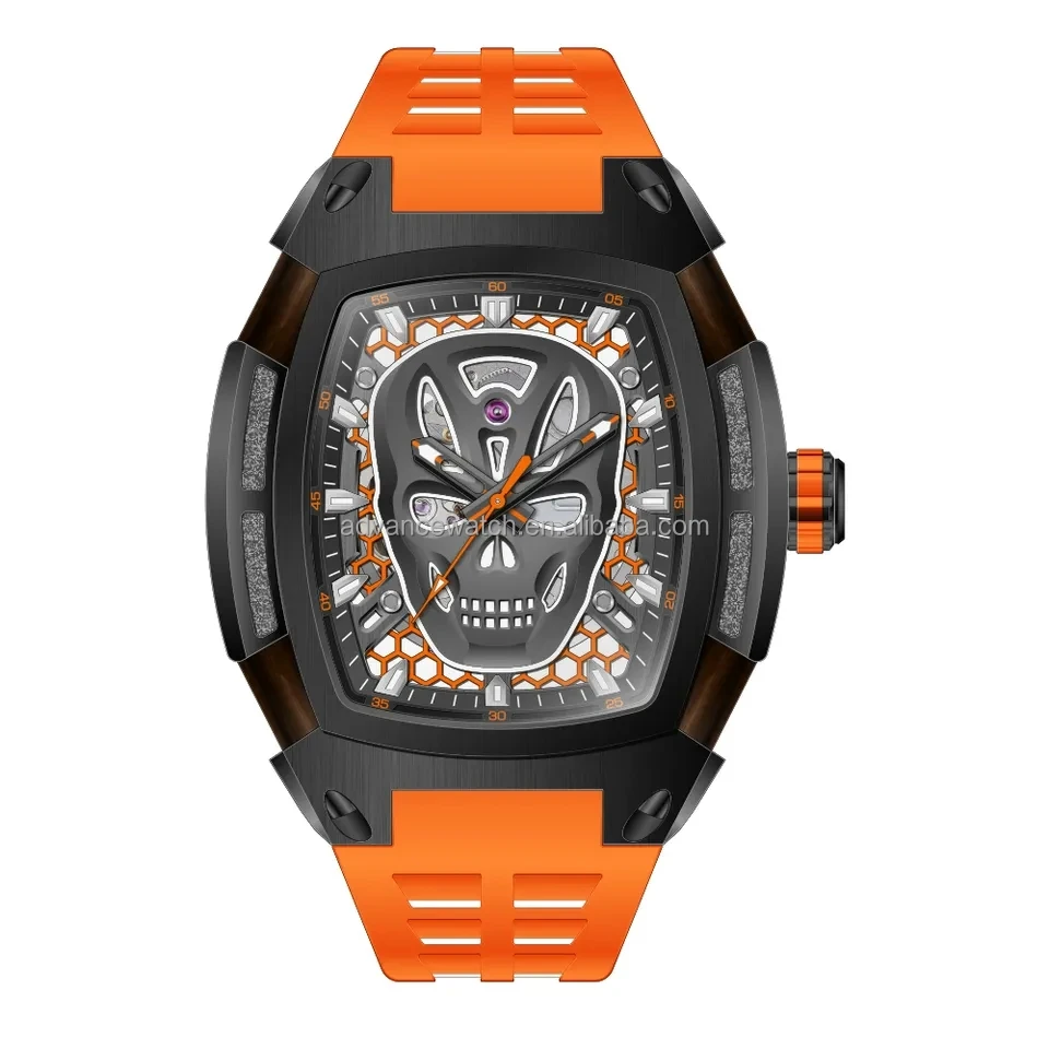 High Quality Automatic Man Watch with Fluoro Rubber Strap Seiko Automatic Movt 100M Waterproof Shenzhen Watch Factory