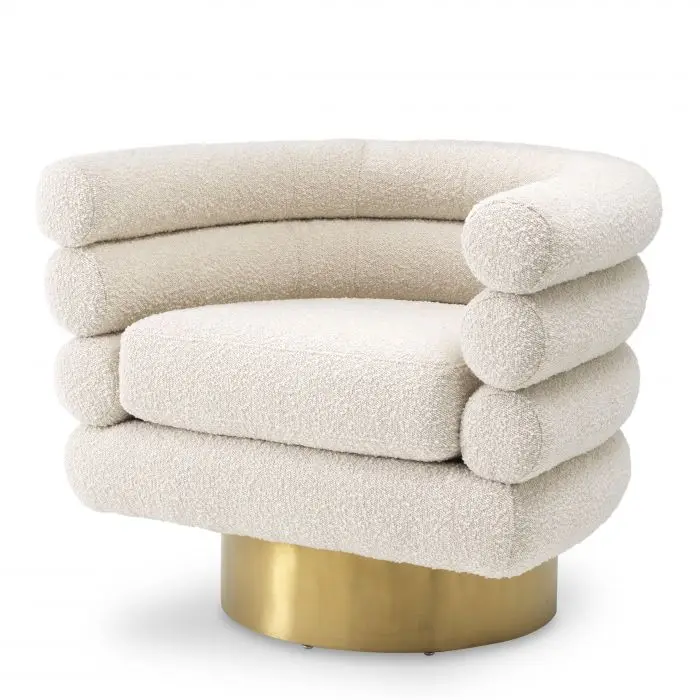 2022 Hot Sales Living Room Furniture Faux Fur Lounge Chair Gold Stainless Steel Swivel Accent Chair for Home Hotel