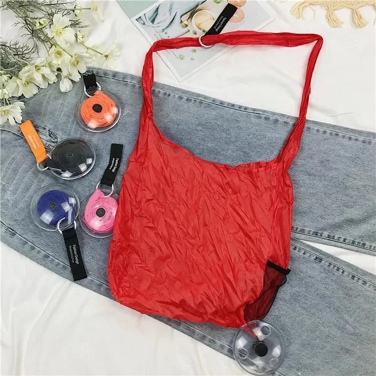 Promotional Magic Mini Reusable Polyester Folding Shopping Bag To Roll