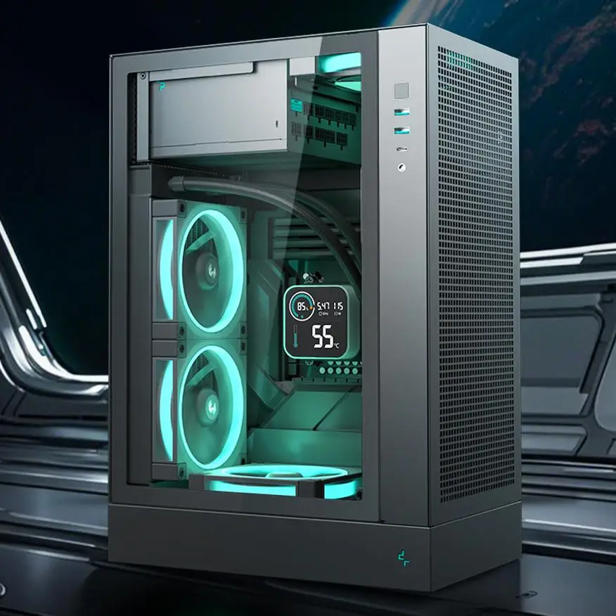 Deepcool CH170 PLUS Black/White M-ATX PC Case - Supports 240mm AIO