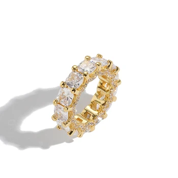 EYIKA Fine Engagement Jewelry Ring 18K Gold Plated Cubic Zircon White Wedding Square Ring Women
