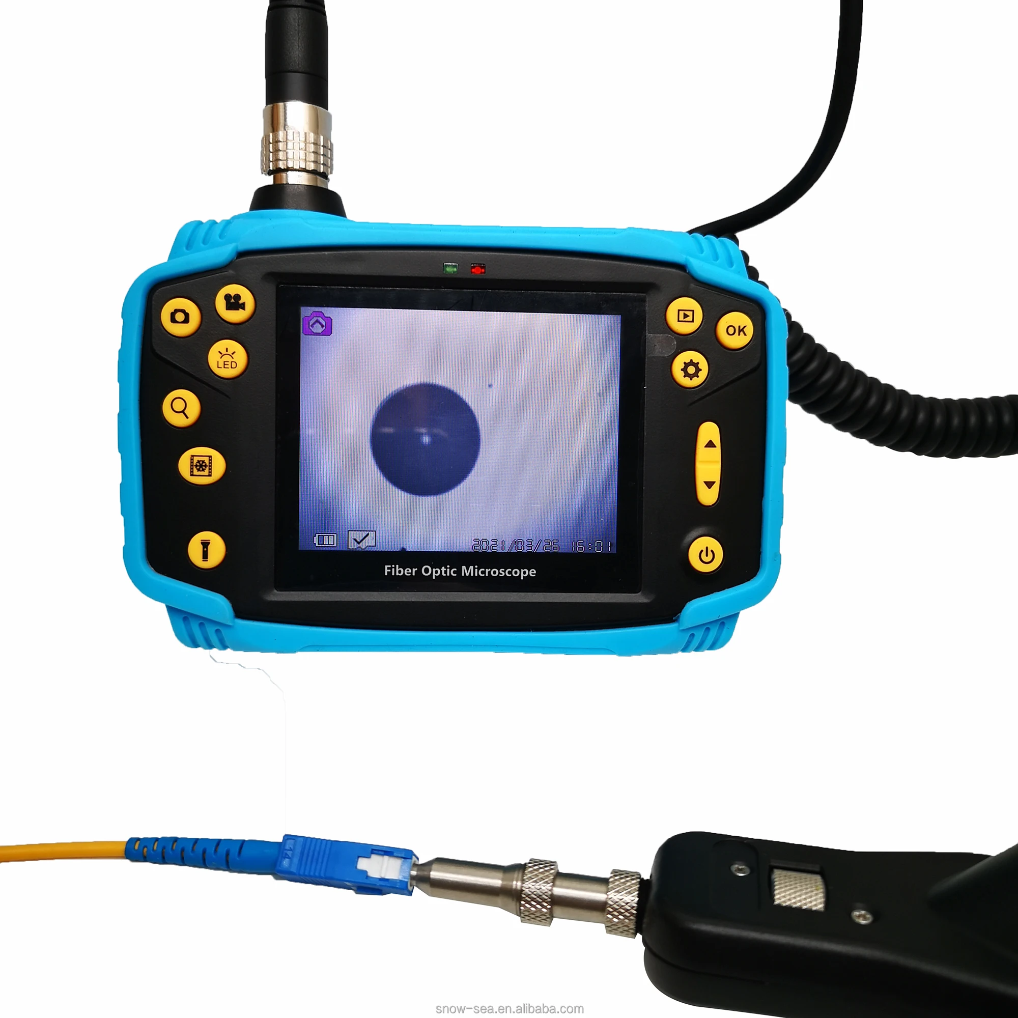 Handheld Video Fiber Inspection Probe Microscope With Cleaning Tool