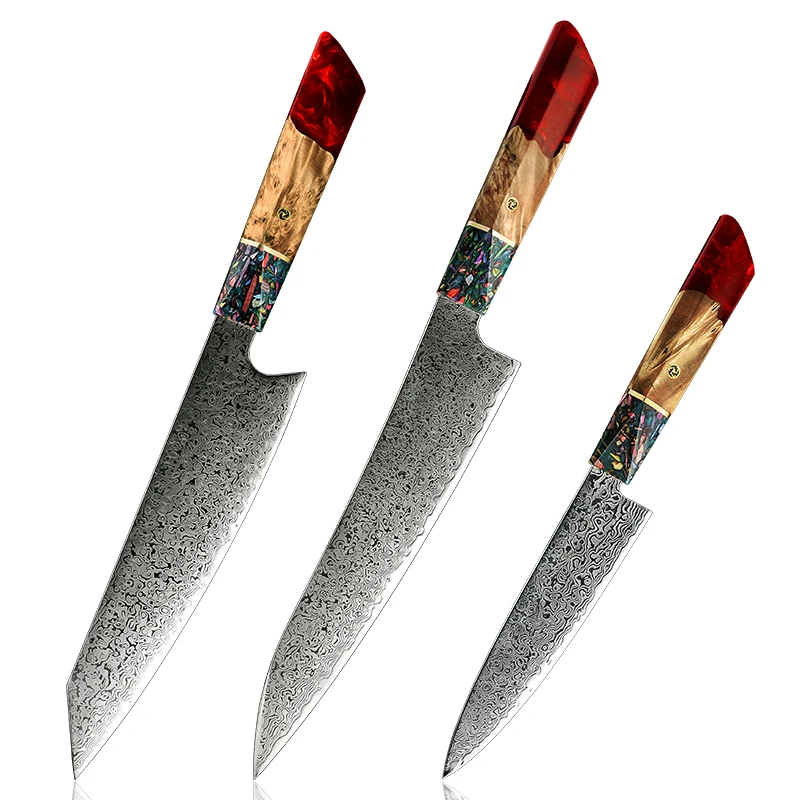 Grandsharp 2 Pcs Kitchen Knife Sets Chef Utility Damascus Knives AUS-10  Japanese Damascus Steel Kitchen Gadgets Japanese Knives