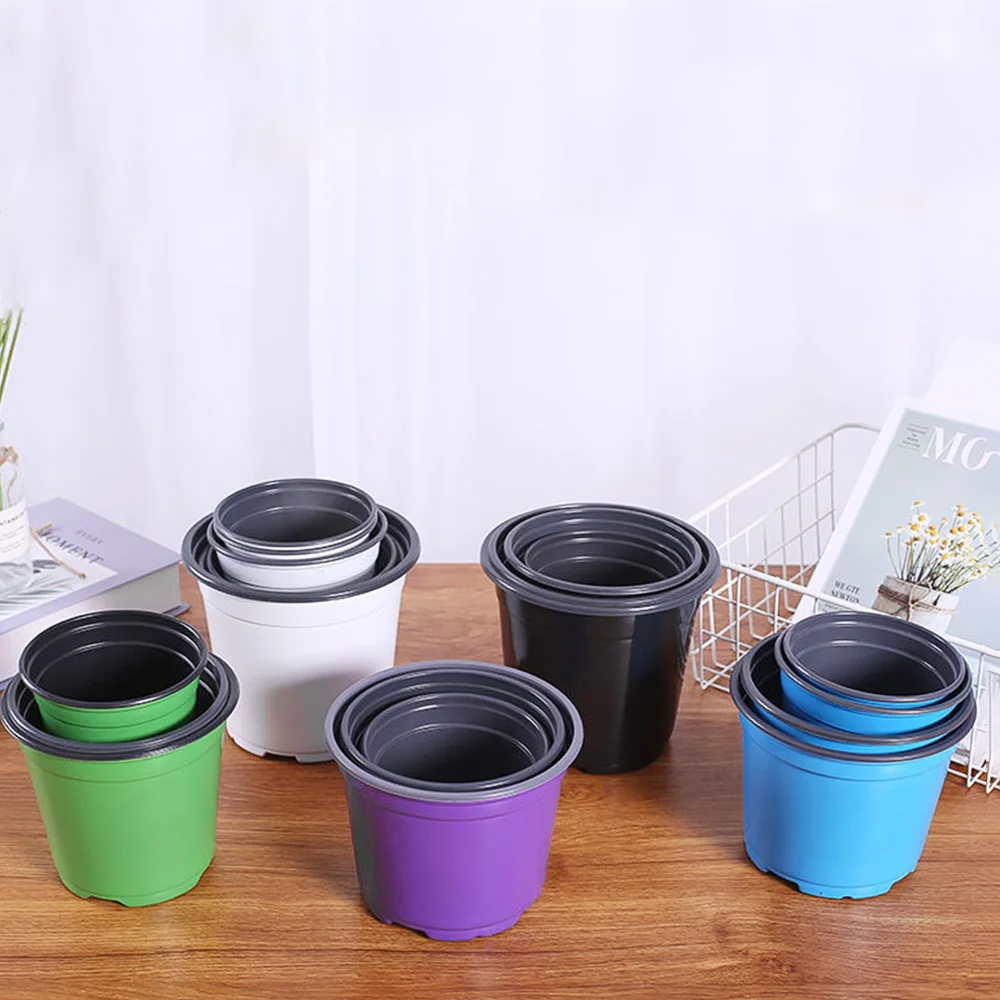 Colorful Flower Plant Pot Double Color Pp Disposable Plastic Garden Small Flower Pots