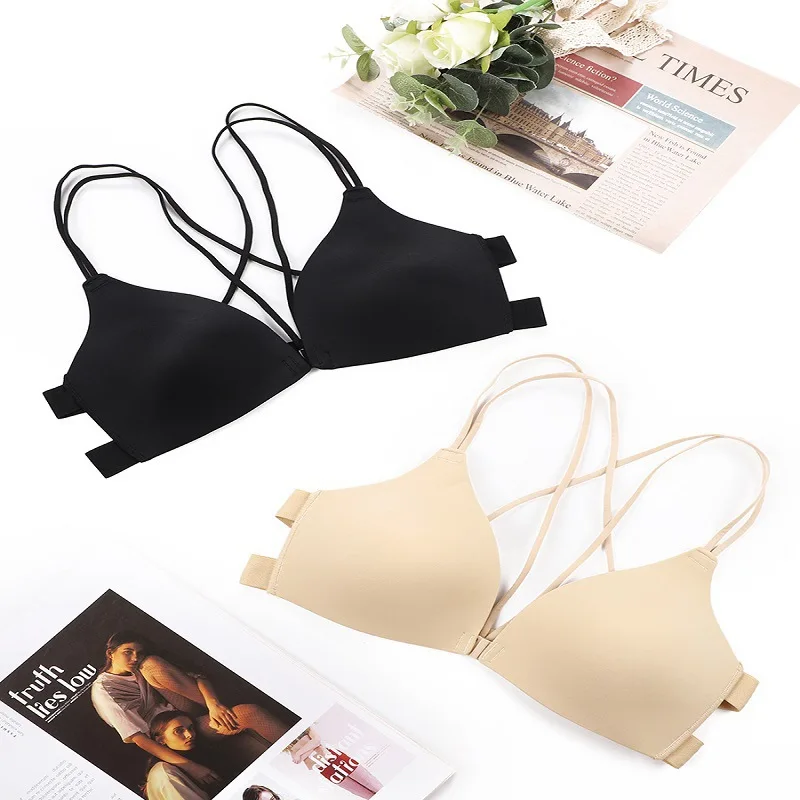 Bs037 Wireless Yoga Breast Push Up Sexy Bra Front Buckle No Steel Ring ...