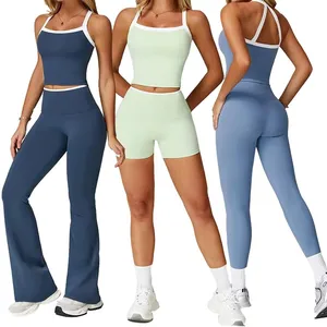 Custom Logo GYM Fitness Sport Wear Workout Women Tank Top Vest Women Yoga Leggings Pants for Women Yoga Set