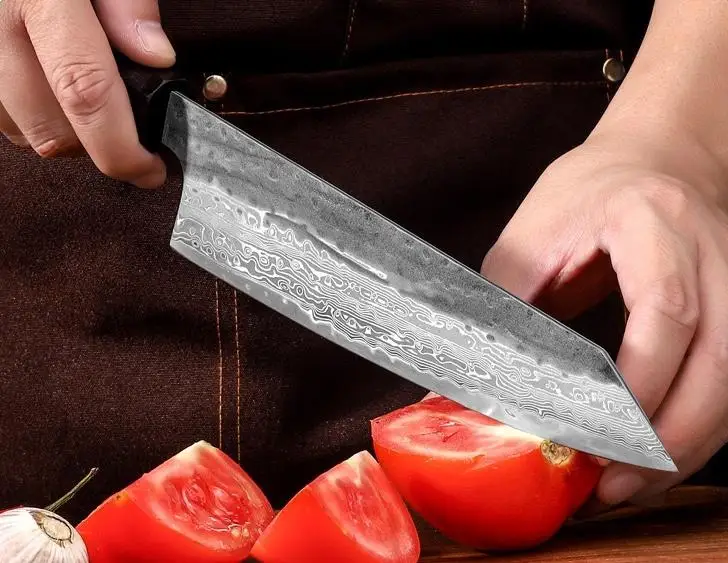 Damascus Steel VG10 Japanese Chef Knife - Hand Forged High Carbon Kitchen Knife with Wood Handle