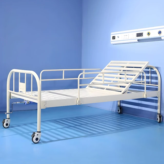 Turkey Hospital Bed Medical Crank Handle Bed With Side Railing And Mattress For Skin Clinic