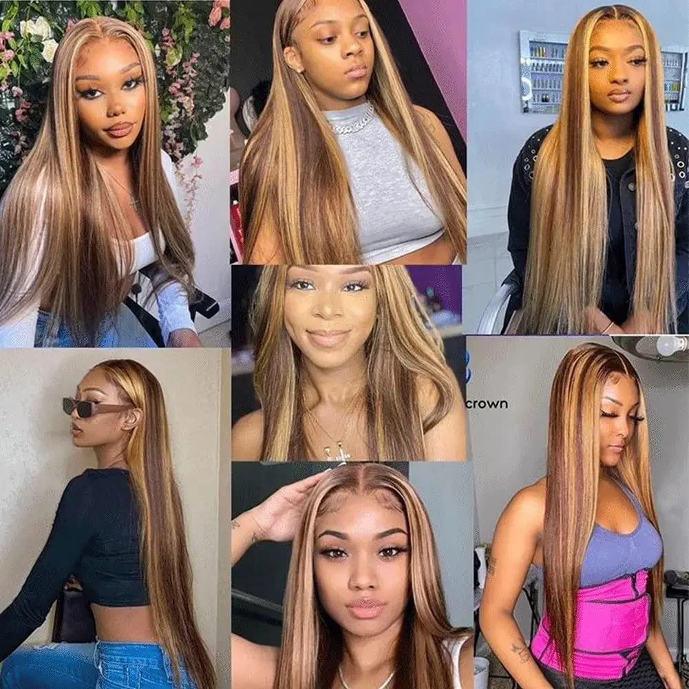 Extensiones de cabello humano liso malasio ombré marrón_voghion.com