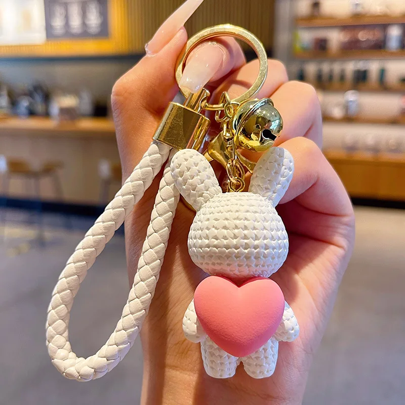 卸売レジンラブハートうさぎバニーキーホルダーセットウサギ