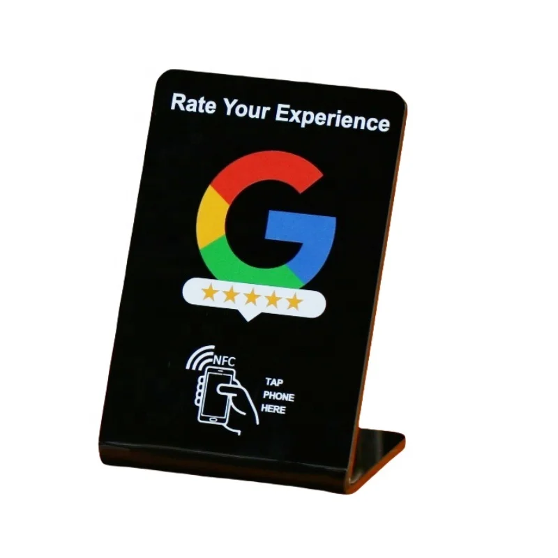 Custom Acrylic Google Review NFC Table Stand Display Qr Code for Restaurant Menu Instagram Facebook Whatsapp Linkedin