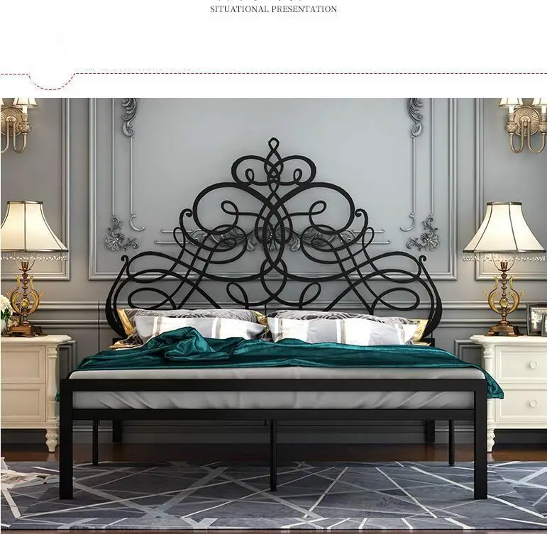 Simple school hotel bedroom furniture traditional style metal frame iron bed