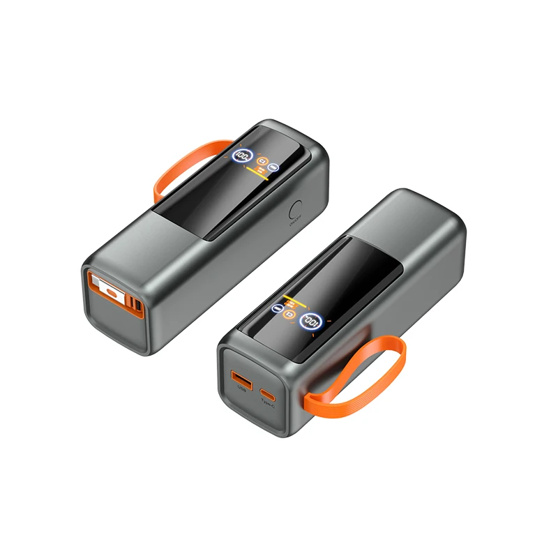 Creative 100W Super Fast Charging Digital Display Power Bank 25000mAh Built-in Cable Lanyard Design Portable Charger PB221
