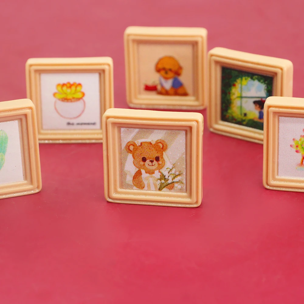Miniature Oil Painting Picture Frame Resin Charms for DIY Scrapbooking Refrigerator Magnet Slime Filler