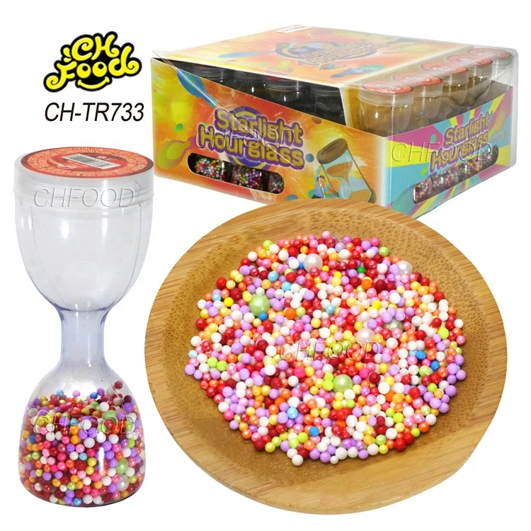 Wholesale LOW MOQ Small Cheap Plastic Starlight Hourglass Toy Candies for Kids