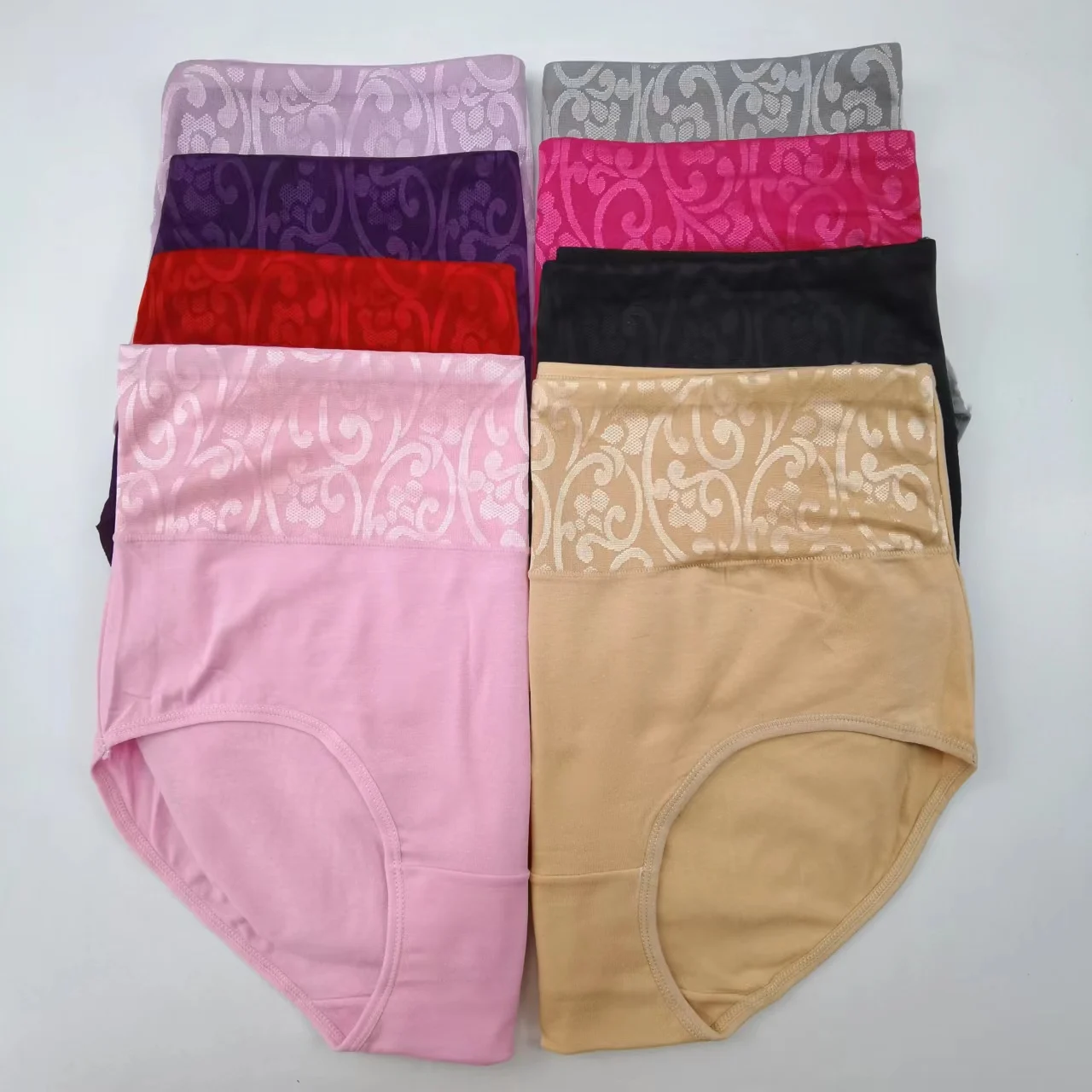 4 Pieces Women Artsy Jacquard High Waist Underwear