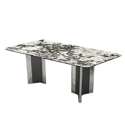 Okapi Modern White Dining Table with Natural Luxury Stone Polished Surface for Hotel Floor Usage in Stock