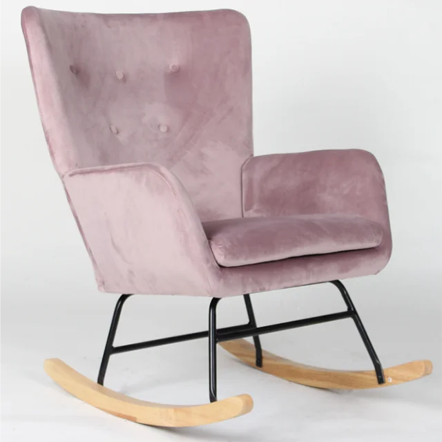 KD America Style Velvet Rocking Chair Comfortable and Modern Armrest Accent Chair supplier