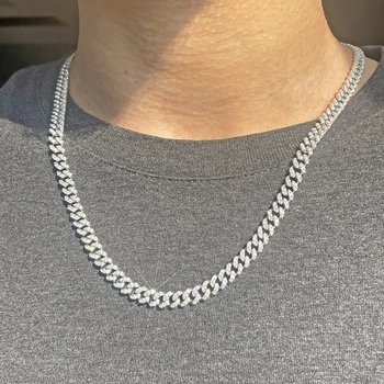 hot-sale 6mm VVS Moissanite Cuban Link diamond chain S925 Silver filled gold fine jewelry necklaces bracelet hiphop men women