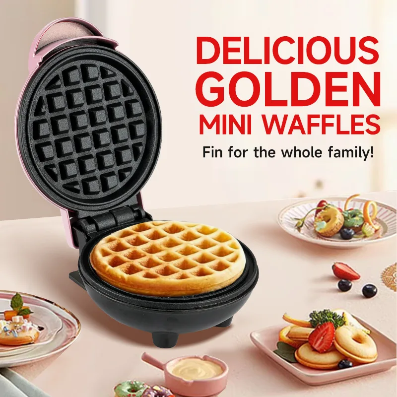 Customizable Mini Waffle Maker - 5 Colors, Easy Clean