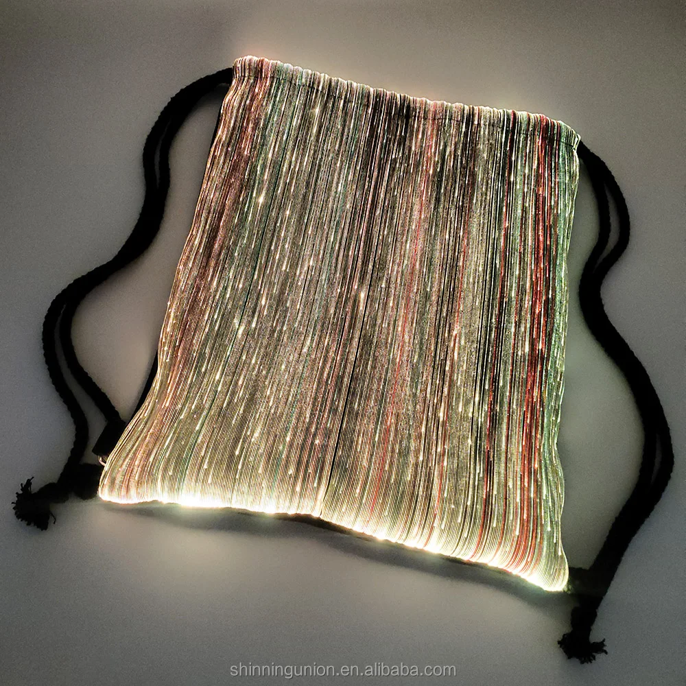 Led Knight Drawstring Backpack Bag Custom Portable Luminous Fiber