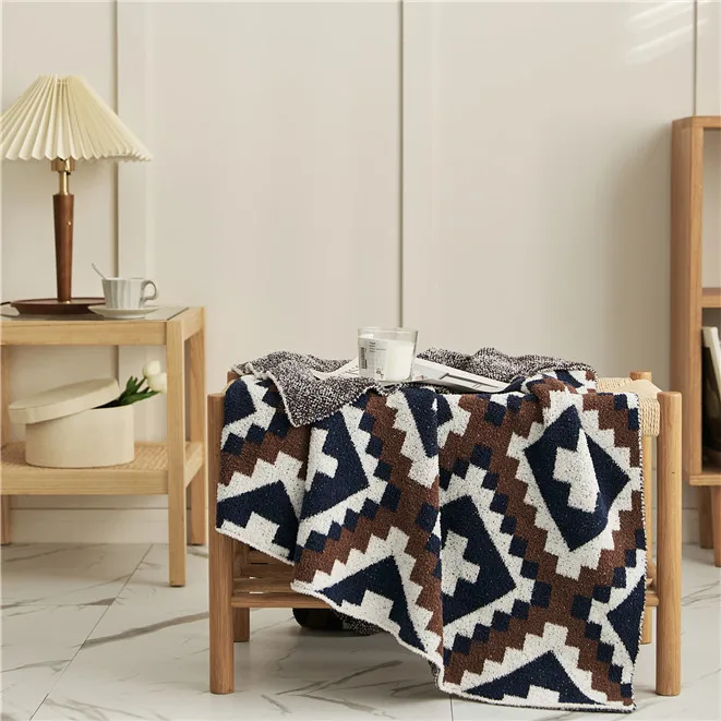 MTY Smooth Soft Bohemian Geometric Crochet Polyester Throw Blanket for Adult Kids Home details