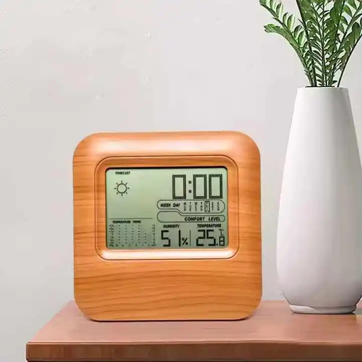 Portable Weather Station Indoor Outdoor Temperature Humidity Memory Function Digital Lcd Screen Display Smart Alarm Table Clock