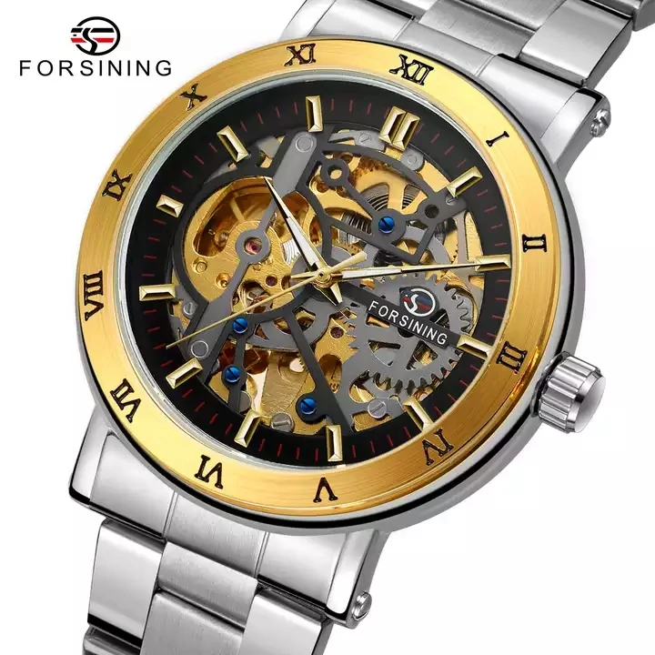 AliExpress Forsining – montres mécaniques automatiques de forme ronde pour  hommes, montre de luxe pour hommes, montre-bracelet populaire en or, Offre 
