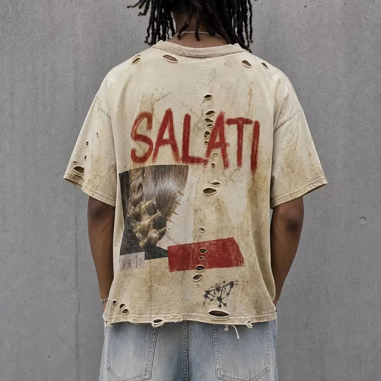 Wholesale Vintage Washed Distressed Graphic T Shirt Cotton Oversized Streetwear Casual Summer Fashion Men Graphic T Shirt gallery 2