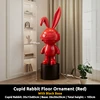 Red Cupid Rabbit Floor Ornament + Black Base