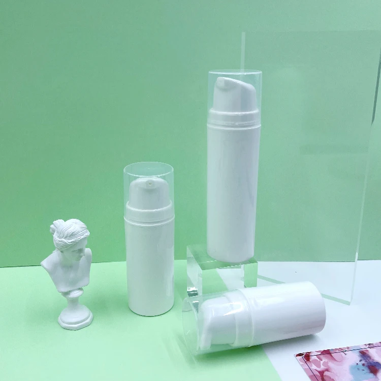 White PP Plastic Airless Pump Bottle for skincare 15ml 30ml 50ml